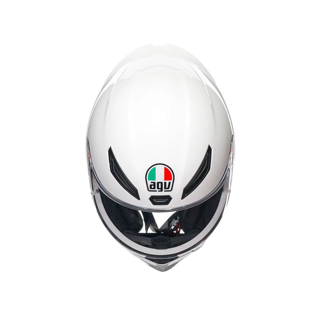 AGV من أي جي في K1 S WHITE - FULL FACE HELMET E2206 خوذة كي 1 اس أبيض لامع - BOOST BOX PERFORMANCE AGV2118394001028004