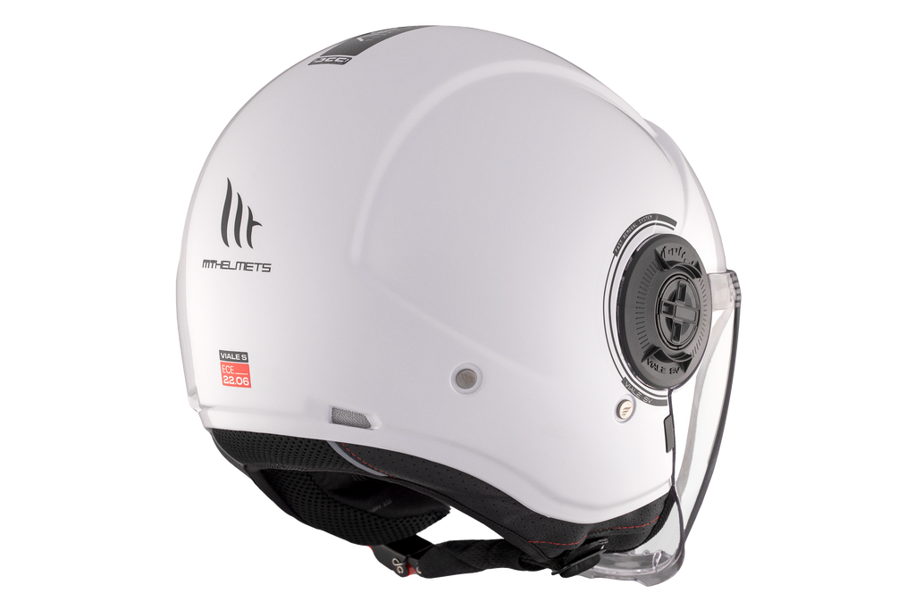 MT Viale SV S Gloss White Jet Helmet – Lightweight Urban Motorcycle Helmet with Sun Visor