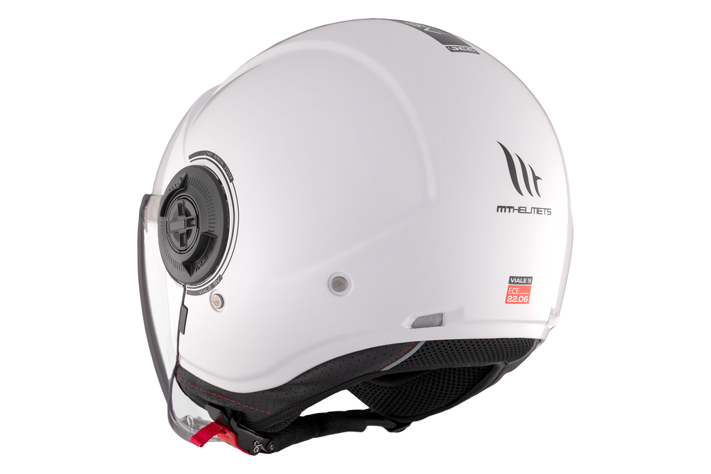MT Viale SV S Gloss White Jet Helmet – Lightweight Urban Motorcycle Helmet with Sun Visor