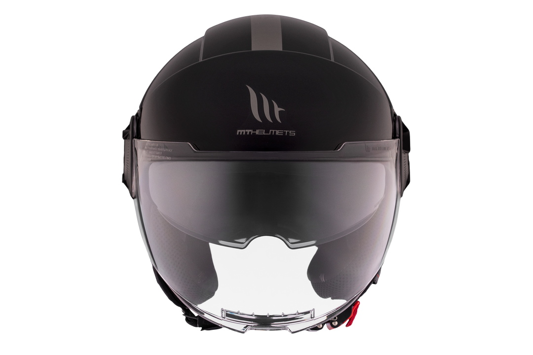 MT HELMETS VIALE SV S SOLID A1 GLOSS BLACK OPEN FACE HELMET