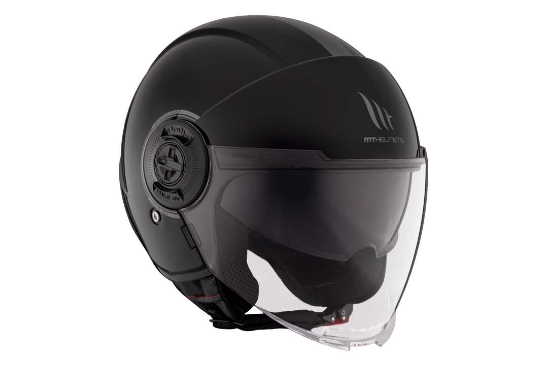 MT HELMETS VIALE SV S SOLID A1 GLOSS BLACK OPEN FACE HELMET