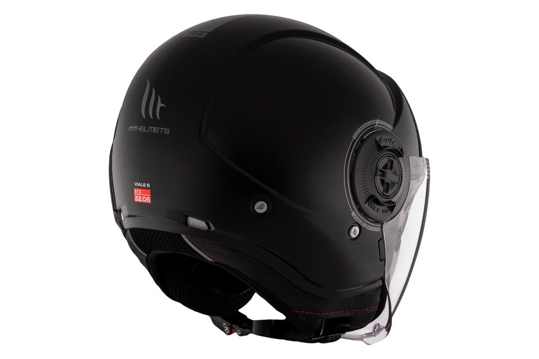 MT HELMETS VIALE SV S SOLID A1 GLOSS BLACK OPEN FACE HELMET