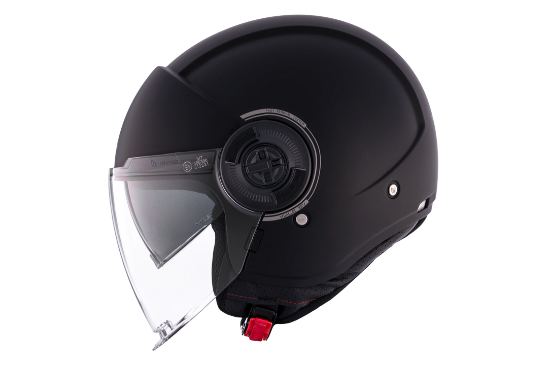 MT HELMETS VIALE SV S SOLID A1 GLOSS BLACK OPEN FACE HELMET