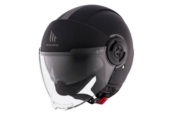 MT HELMETS VIALE SV S SOLID A1 GLOSS BLACK OPEN FACE HELMET