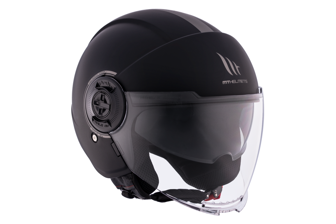 MT HELMETS VIALE SV S SOLID A1 GLOSS BLACK OPEN FACE HELMET