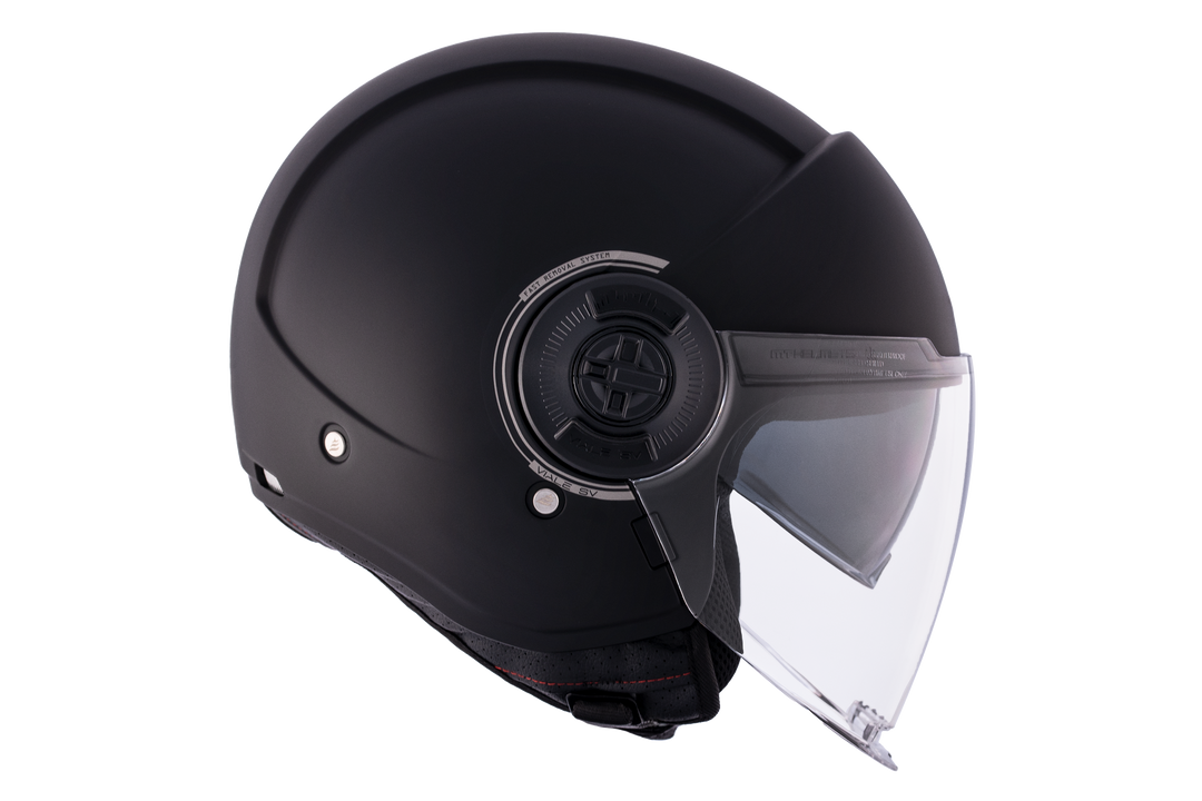 MT HELMETS VIALE SV S SOLID A1 GLOSS BLACK OPEN FACE HELMET