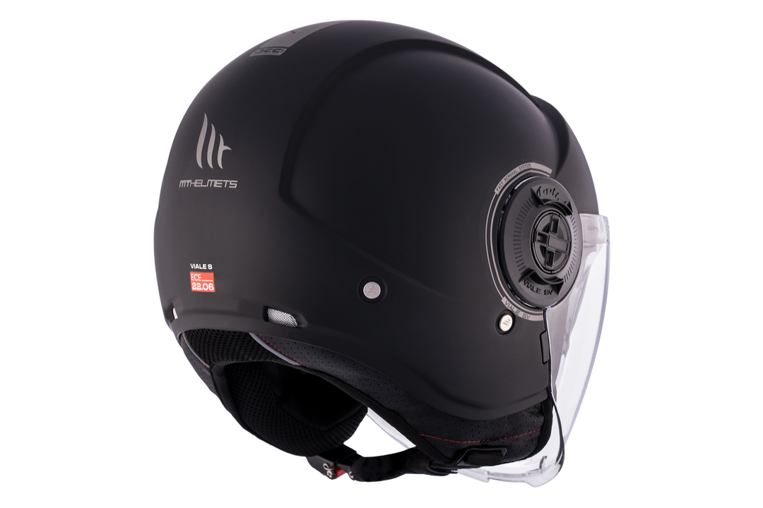MT HELMETS VIALE SV S SOLID A1 GLOSS BLACK OPEN FACE HELMET