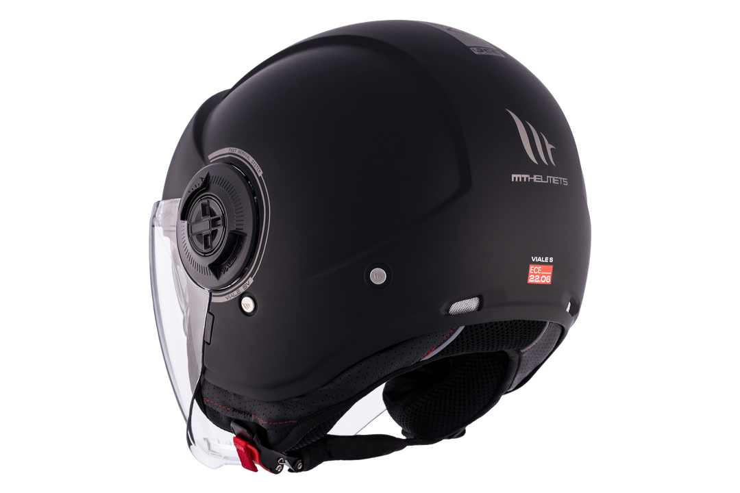 MT HELMETS VIALE SV S SOLID A1 GLOSS BLACK OPEN FACE HELMET