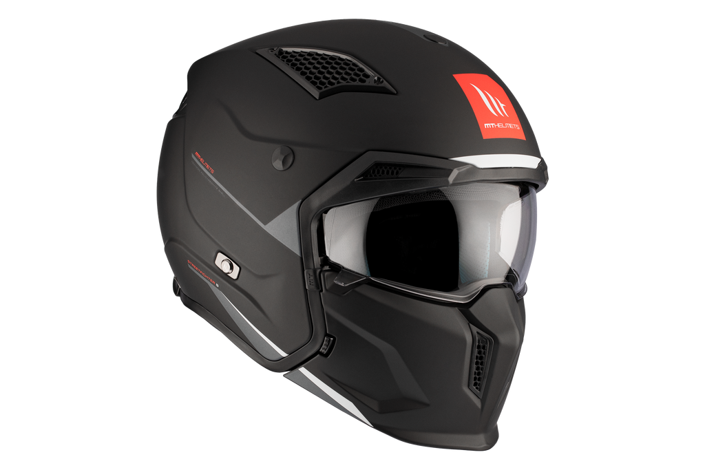 MT HELMETS من أم تي STREETFIGHTER SV S A1 MATT BLACK خوذة متعددة الأنماط 1/4