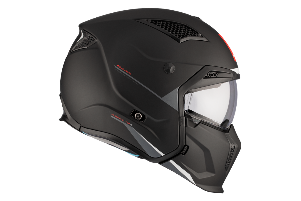 MT HELMETS من أم تي STREETFIGHTER SV S A1 MATT BLACK خوذة متعددة الأنماط 1/4