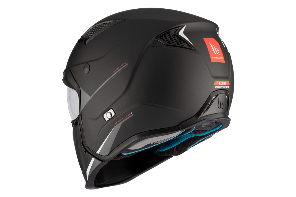 MT HELMETS من أم تي STREETFIGHTER SV S A1 MATT BLACK خوذة متعددة الأنماط 1/4
