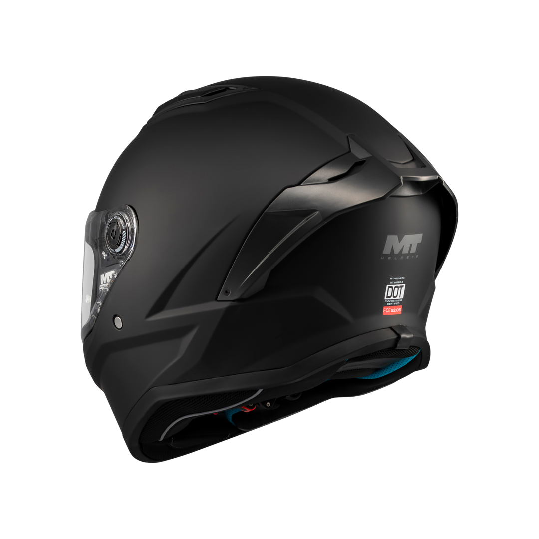 MT HELMETS STINGER 2 PURE A1 MATT BLACK FULL FACE HELMET