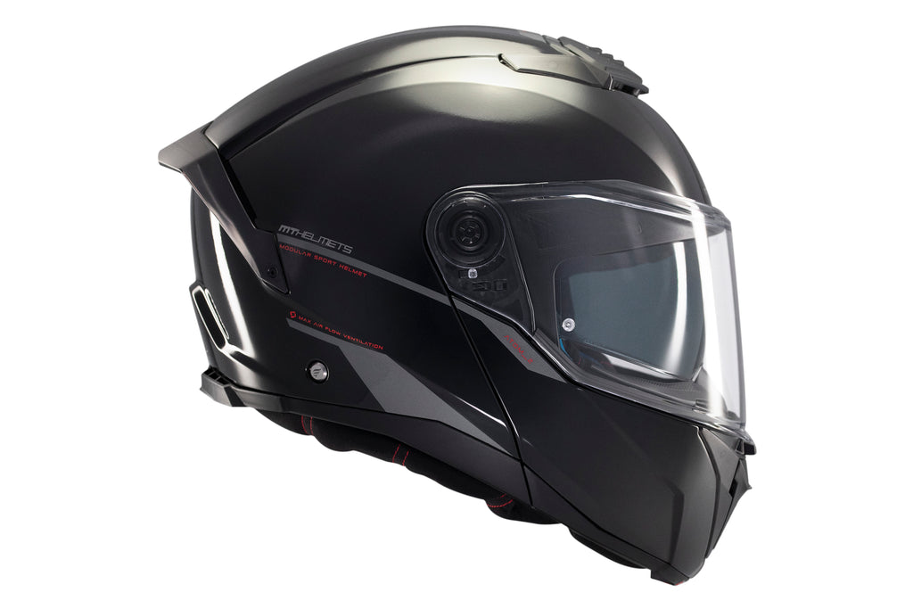 MT Atom 2 SV Modular Helmet in Gloss Black – Flip-Up Design with Sun Visor and ECE 22.06 Safety