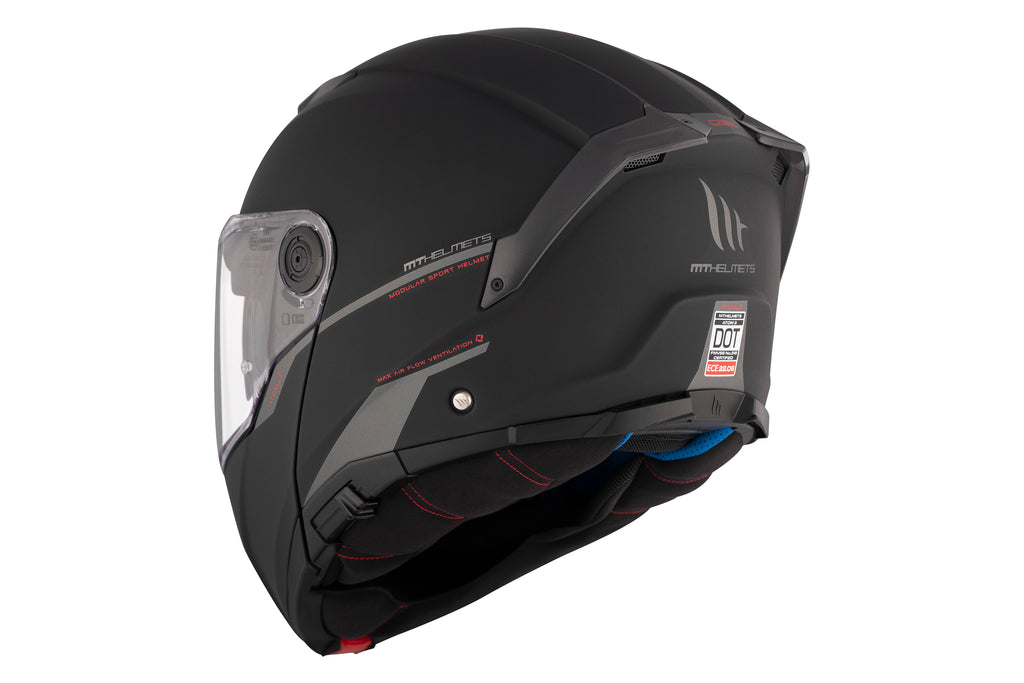 MT Atom 2 SV Modular Helmet – Solid A1 Matt Black, ECE 22.06 Certified Flip-Up Design