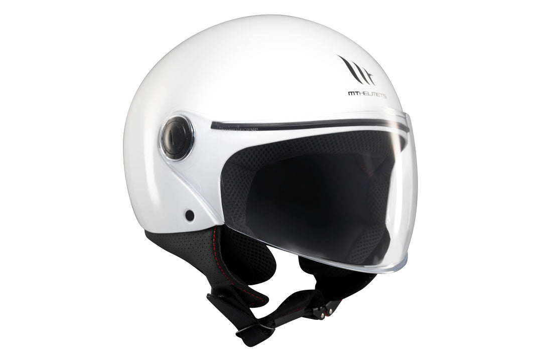 MT HELMETS من أم تي STREET S SOLID A0 GLOSS WHITE خوذة مفتوحة الوجه