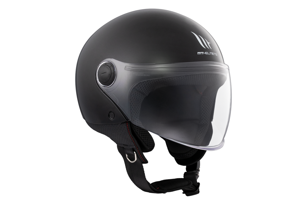 MT HELMETS من أم تي STREET S SOLID A1 GLOSS BLACK خوذة مفتوحة الوجه