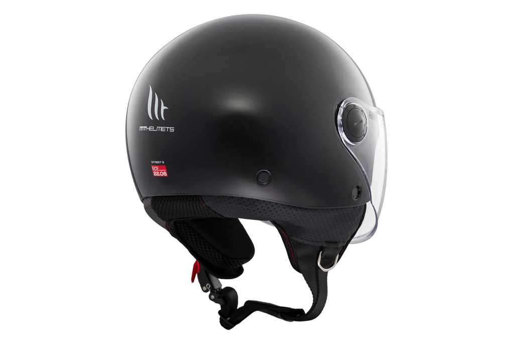 MT HELMETS من أم تي STREET S SOLID A1 GLOSS BLACK خوذة مفتوحة الوجه