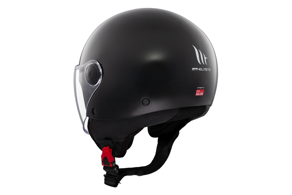 MT HELMETS من أم تي STREET S SOLID A1 GLOSS BLACK خوذة مفتوحة الوجه