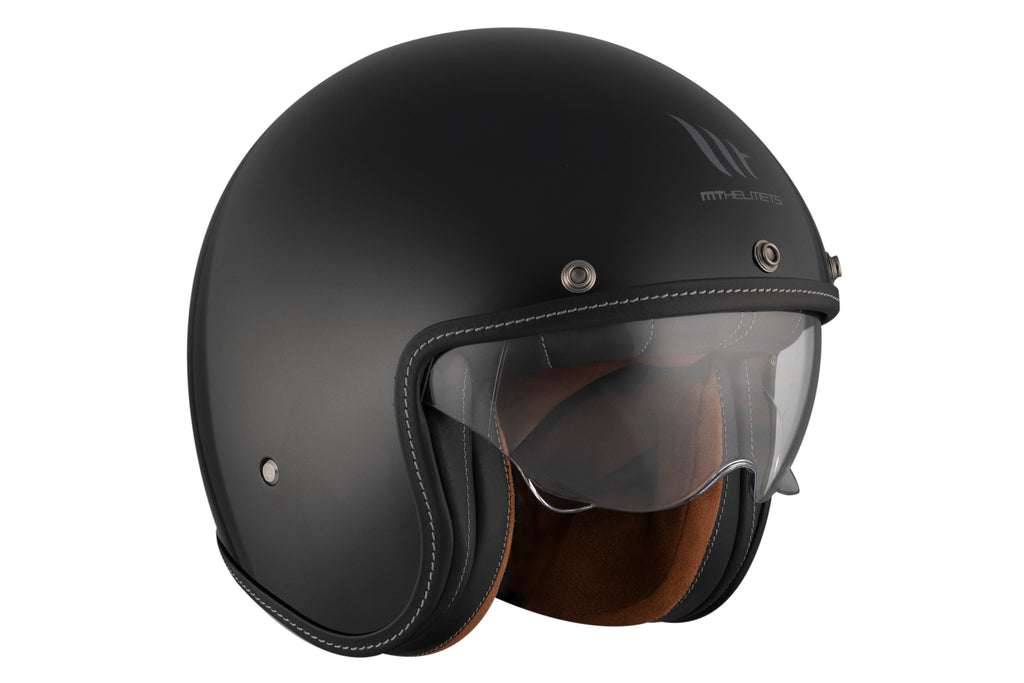 MT Le Mans 2 SV S Retro Open Face Helmet in Gloss Black – ECE 22.06 Certified