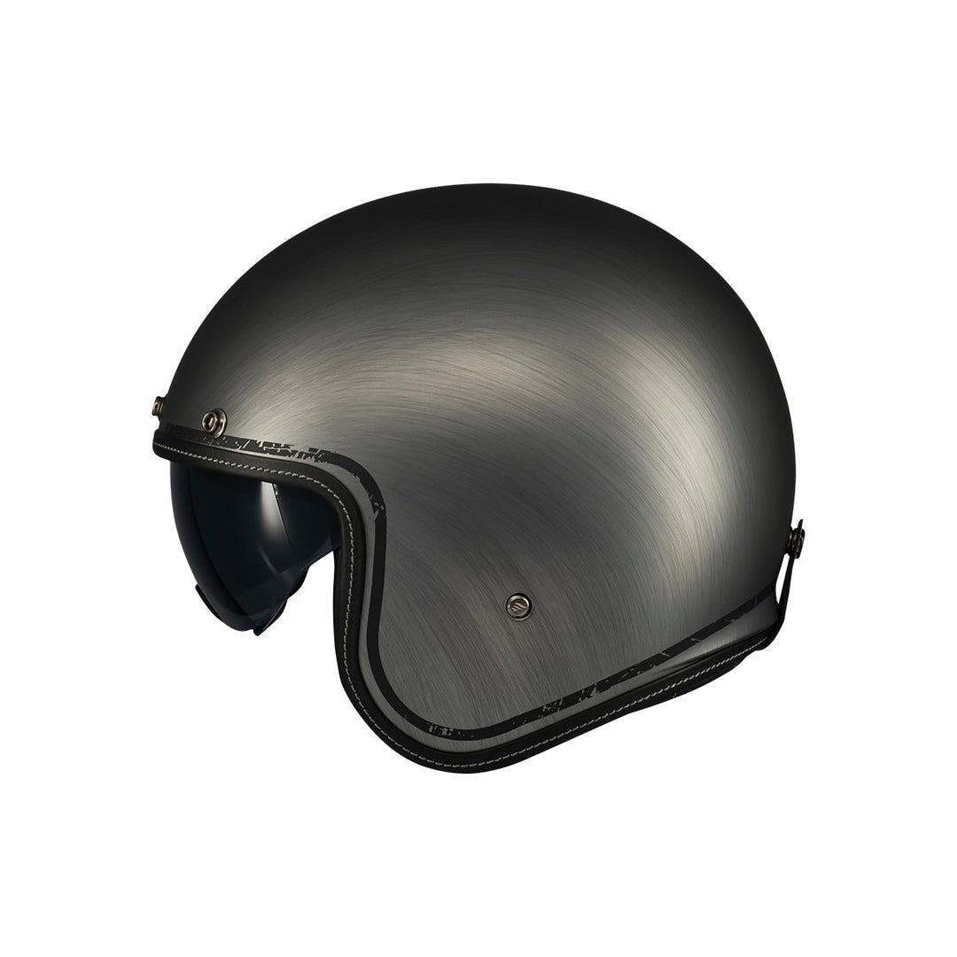 MT HELMETS من أم تي LE MANS 2 SV S SCRATCHED CHROME خوذة مفتوحة الوجه