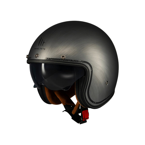 MT HELMETS من أم تي LE MANS 2 SV S SCRATCHED CHROME خوذة مفتوحة الوجه