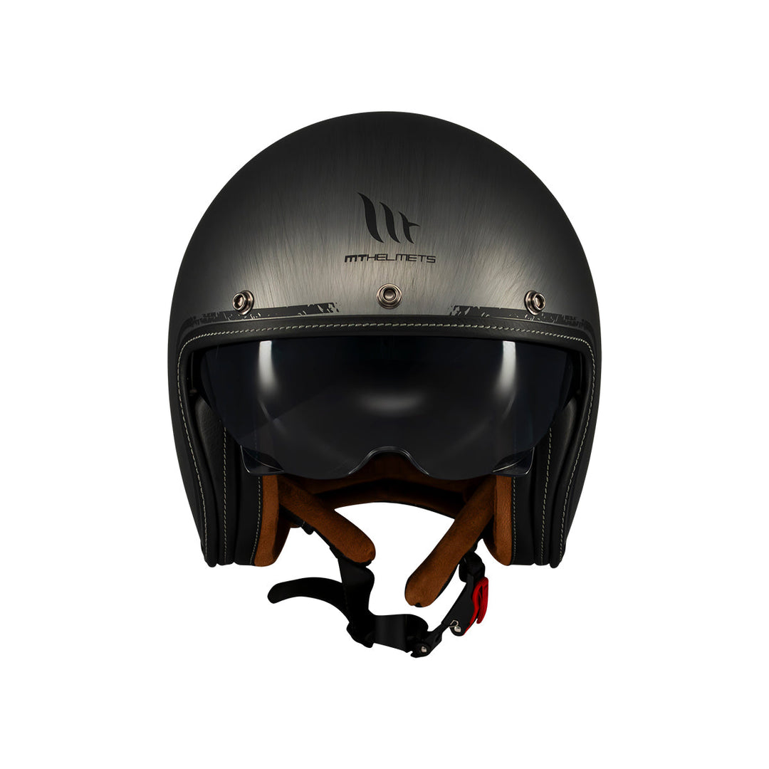 MT HELMETS من أم تي LE MANS 2 SV S SCRATCHED CHROME خوذة مفتوحة الوجه