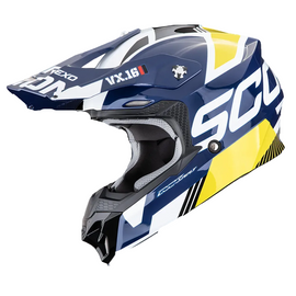 SCORPION من سكوربيون VX-16 EVO AIR ANALOG White-Blue-Yellow خوذة صحراوية