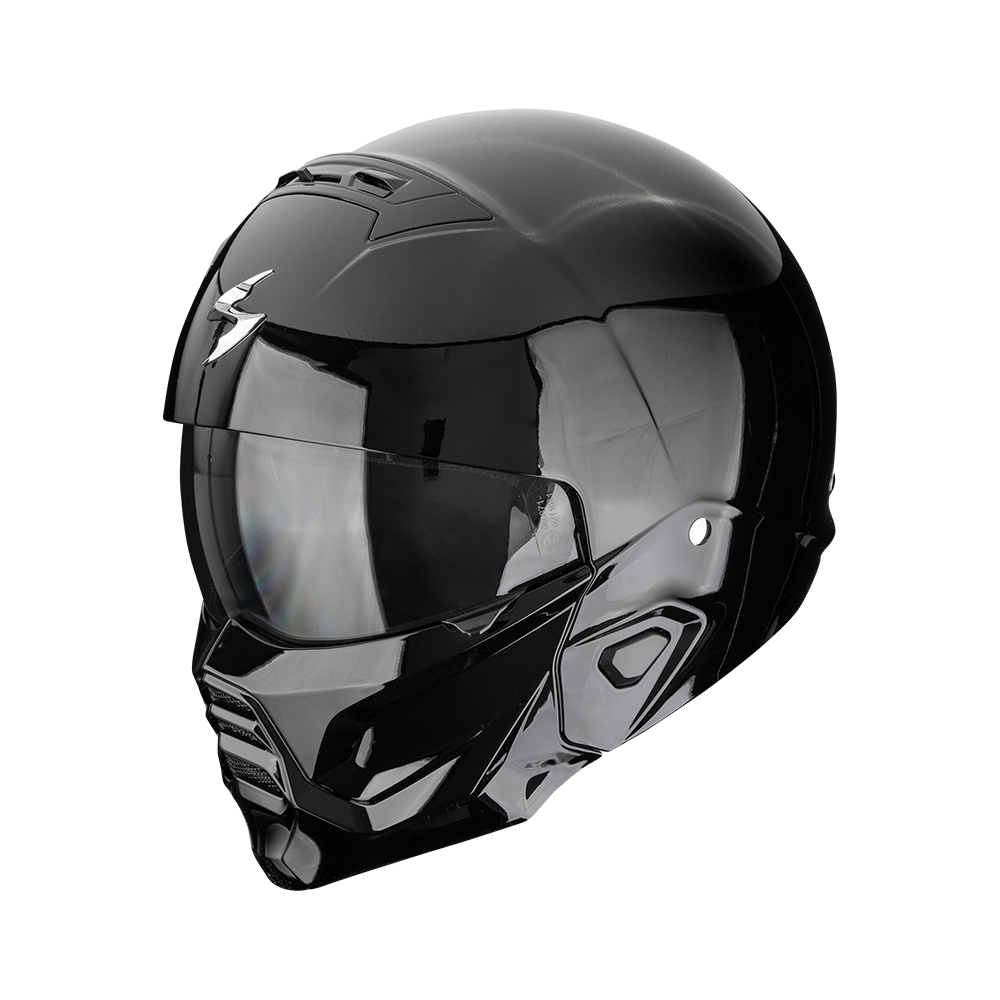 Scorpion Exo-Combat II Solid Black Gloss Open Face Motorcycle Helmet