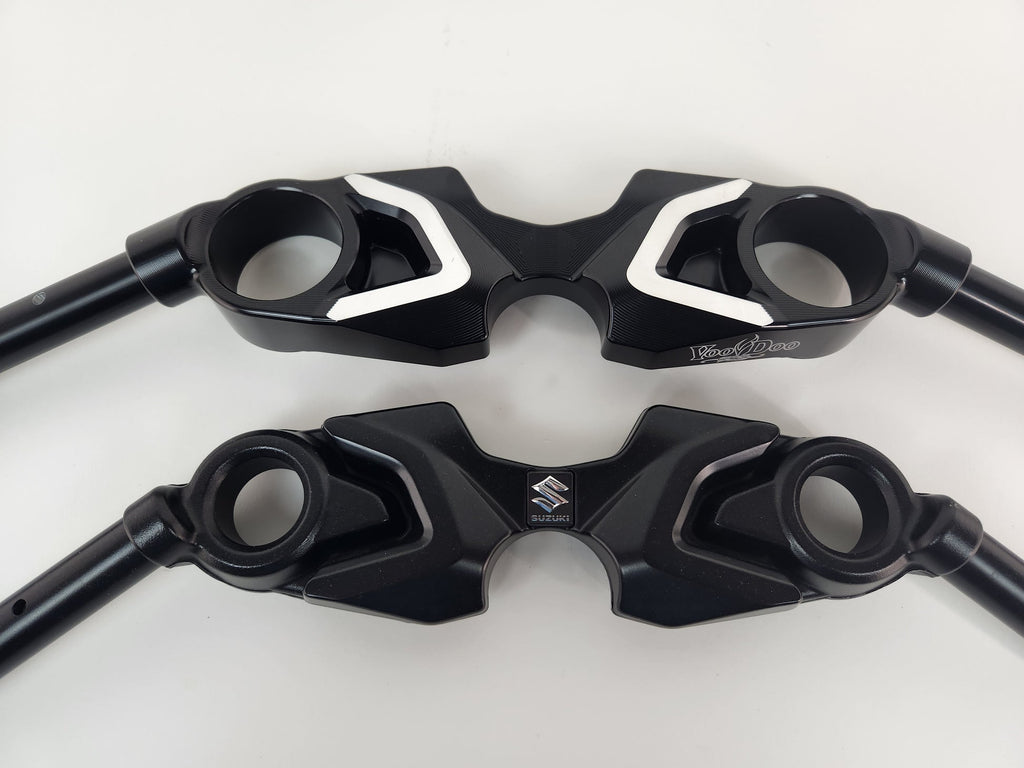 VooDoo Top Triple Tree for Suzuki Hayabusa 2022–2026 – 1-Piece CNC Billet Clamp with Integrated Handlebars