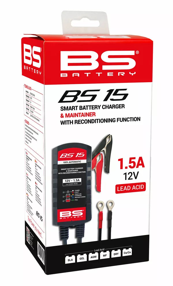 BS BATTERY SMART Battery Charger & Maintainer with Reconditioning Function BS15 12V-1.5A