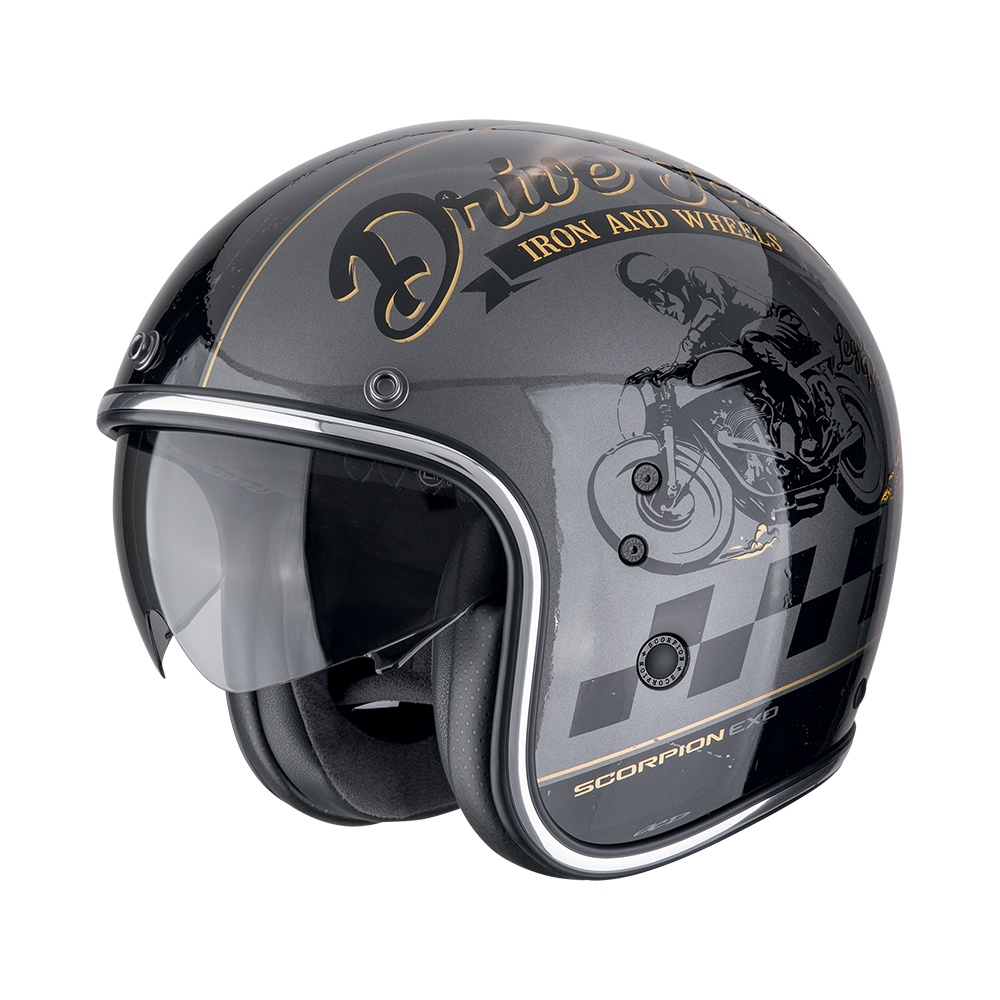 Scorpion BELFAST EVO DRIVE FAST Silver-Black-Gold Jet Helmet