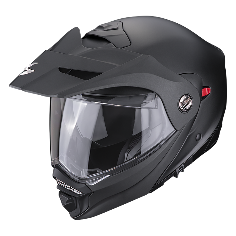 Scorpion EXO ADX-2 Modular Adventure Helmet with P/J homologation, sun visor, and Pinlock MaxVision shield for touring and off-road riding