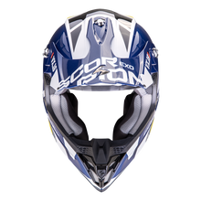 تحميل الصورة في عارض المعرض ، SCORPION من سكوربيون VX-16 EVO AIR ANALOG White-Blue-Yellow خوذة صحراوية