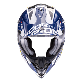 SCORPION من سكوربيون VX-16 EVO AIR ANALOG White-Blue-Yellow خوذة صحراوية