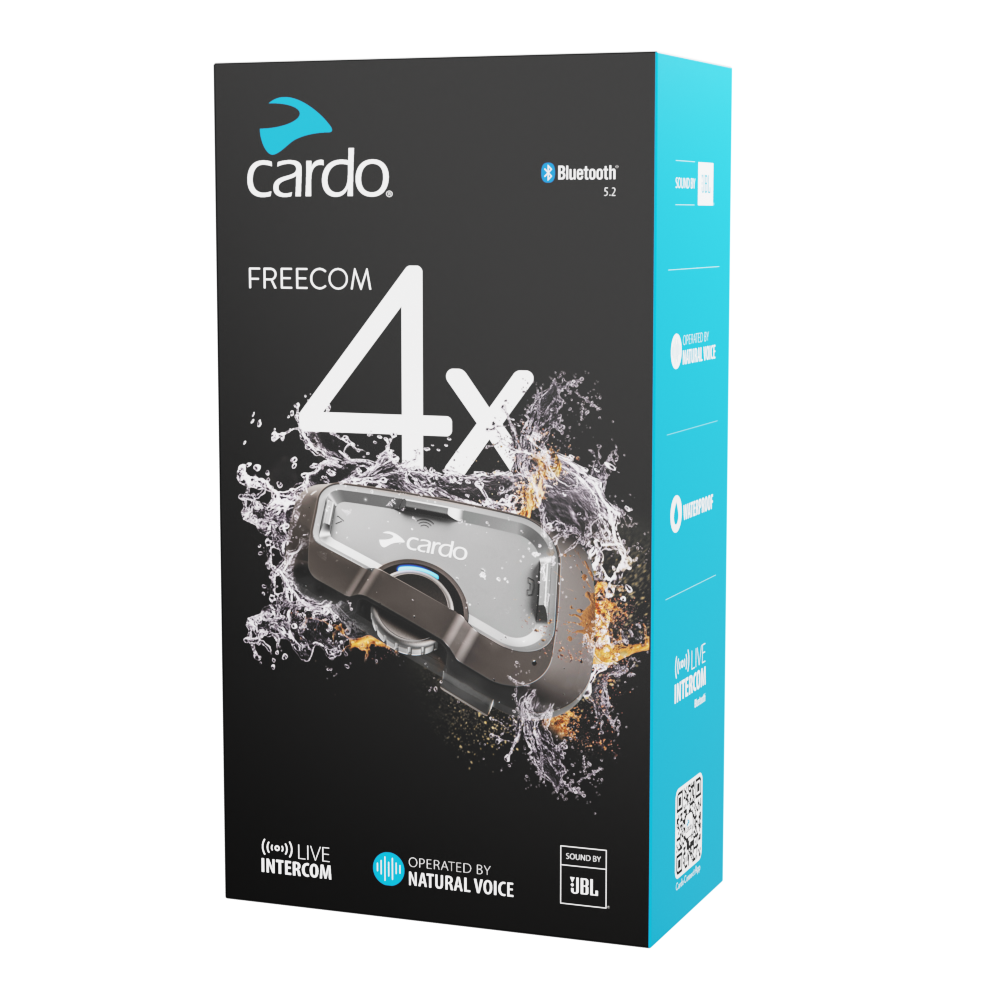 CARDO Freecom 4x Bluetooth Helmet Intercom – 4‑Riders Live Intercom JBL