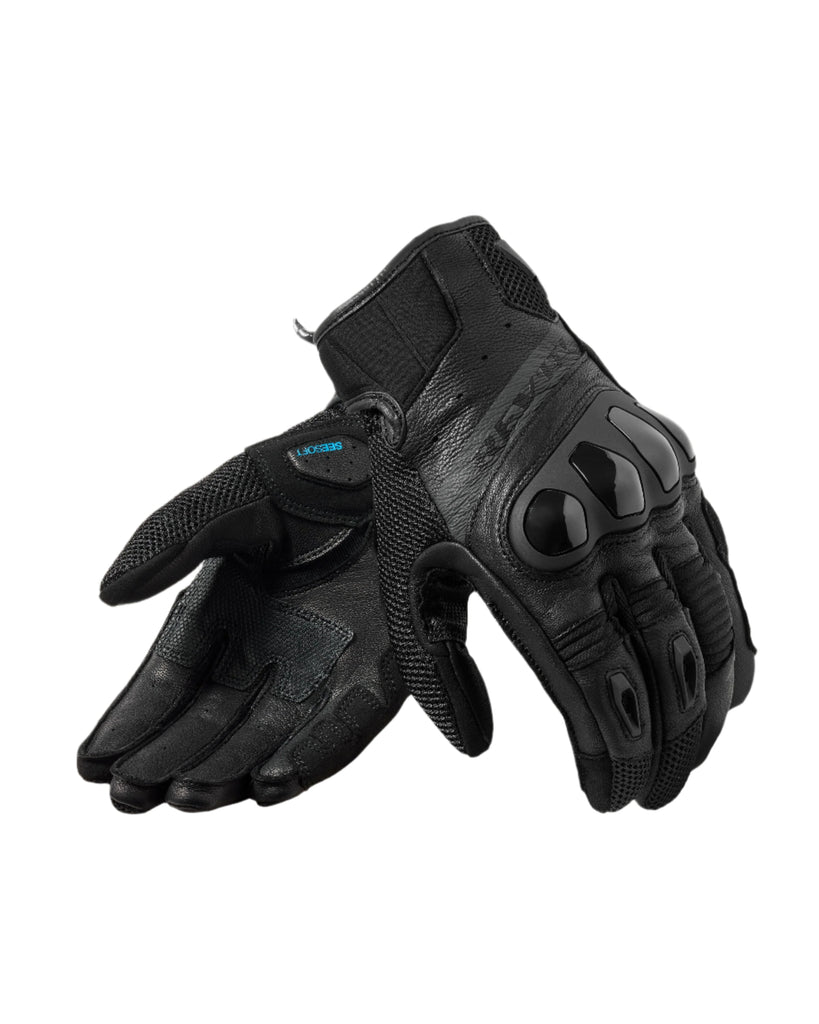REV’IT! Ritmo Gloves – CE Certified Short Motorcycle Gloves with Leather and Ventilated Mesh