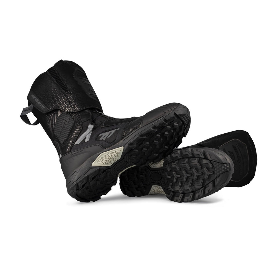 Seventy 70 Stelvio High waterproof adventure motorcycle boots – black and grey, with ATOP closure system