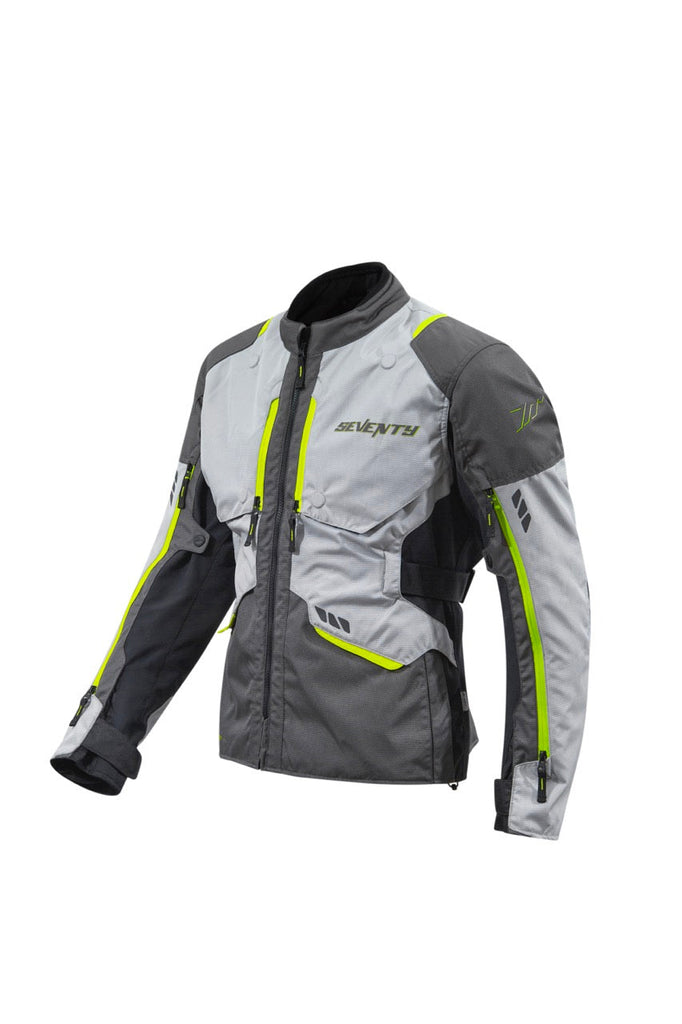 Seventy Degrees SD-JT67 Tanami Men’s Motorcycle Jacket – Black/Grey/Fluor Yellow