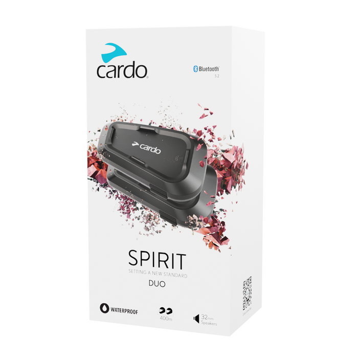 CARDO Spirit Intercom – Bluetooth, 400 m Range, FM Radio, Waterproof