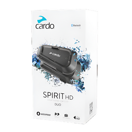 CARDO Spirit HD DUO Bluetooth Intercom – Twin Pack for Two Riders with HD 40 mm Speakers