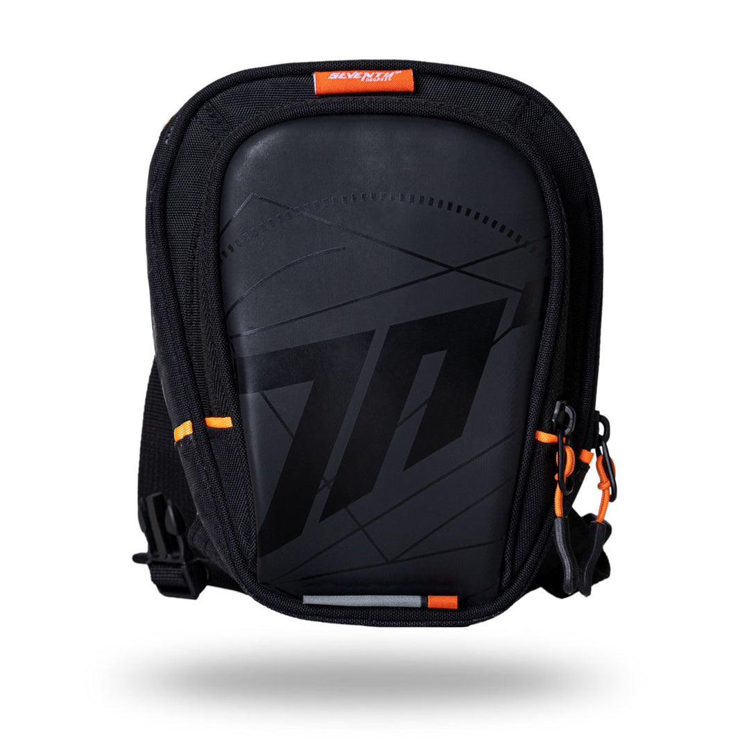 Seventy Degrees SD-TL1 Motorcycle Leg Bag – Black/White, Compact and Adjustable Rider Storage Bag
