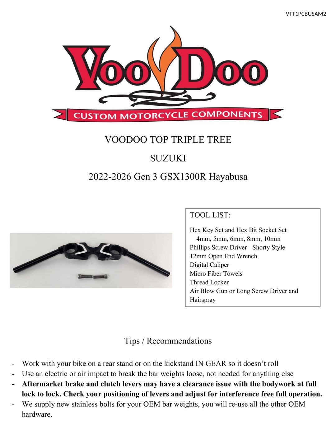 22-26 هيابوسا VOODOO من فودو TOP TRIPLE TREE تنزيلة أمامية