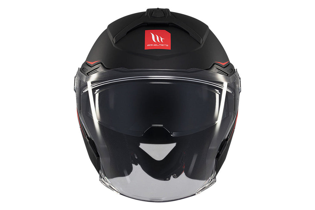 MT HELMETS VIALE SV S SOLID A1 GLOSS BLACK OPEN FACE HELMET
