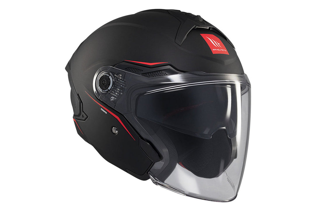 MT HELMETS VIALE SV S SOLID A1 GLOSS BLACK OPEN FACE HELMET