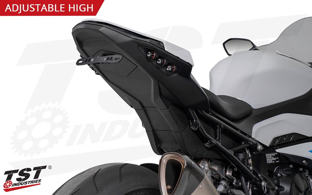 BMW S1000RR 2023 - 24 TST تي أس تي ADJUSTABLE HIGH - MOUNT حاملة لوحة خلفية - BOOST BOX PERFORMANCE TST INDUSTRIES19BMWS1KFE4