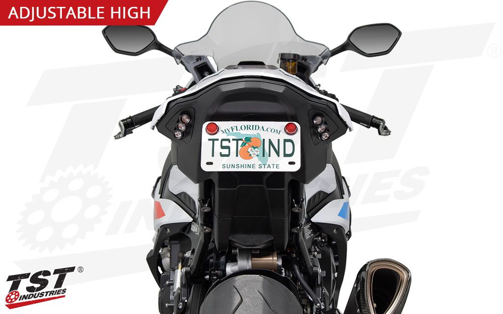 BMW S1000RR 2023 - 24 TST تي أس تي ADJUSTABLE HIGH - MOUNT حاملة لوحة خلفية - BOOST BOX PERFORMANCE TST INDUSTRIES19BMWS1KFE4