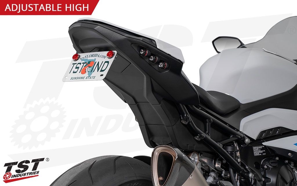BMW S1000RR 2023 - 24 TST تي أس تي ADJUSTABLE HIGH - MOUNT حاملة لوحة خلفية - BOOST BOX PERFORMANCE TST INDUSTRIES19BMWS1KFE4