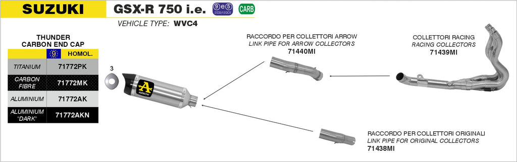 SUZUKI GSX-R600/750 (2011-2026) Arrow 71772AK –  مفلر مخرج عادم ألمنيوم رياضي