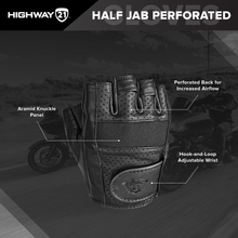 Load image into Gallery viewer, HIGHWAY 21 Half Jab Perforated Leather Gloves Black