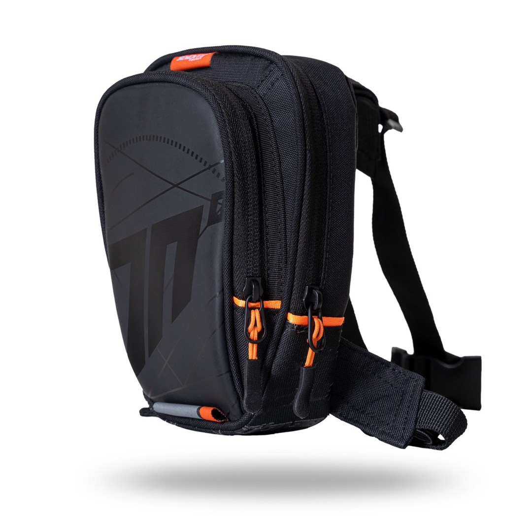 Seventy Degrees SD-TL1 Motorcycle Leg Bag – Black/White, Compact and Adjustable Rider Storage Bag
